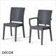 1 A Modena Stackable Dining Chair with Armrests, Polypropylene - Black Woven Faux Wicker Seat, Backrest and Frame - Décor for Business