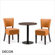 1 A 2 Idro Mirco Set - Table and Two Chairs - Modern Designer Table Base with a Tobacco Pacific Walnut Top, 600mm or 700mm Round and Two Brown Ochre Eco Leather Chairs with Wenge Frames - Décor for Business