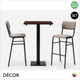 Caffè Pranzo Monza Poseur Set - Table and Two Bar Stools - Modern Designer Poseur Table Base with a Solid Ash Square Table Top in a Walnut Stain and Two Upholstered Bar Stools in a Choice of Designer Colours - For Indoor Use - Décor for Business