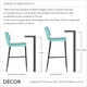 1 Q Midj - Sonny Bar Stool in Designer Fabrics & Eco Leathers with Tapered Wooden Legs, Bar Height - Décor for Designers