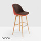 1 Q Midj - Sonny Bar Stool in Designer Fabrics & Eco Leathers with Tapered Wooden Legs, Bar Height - Décor for Designers
