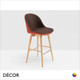 11 J Midj - Sonny Bar Stool in Designer Fabrics & Eco Leathers with Tapered Wooden Legs, Counter Height - Décor for Designers