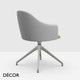 Midj - Lea Swivel Chair with Armrests and a Trestle Base with a Self-Return Mecanism - In Designer Fabrics, Leather & Eco Leathers - Décor for Designers