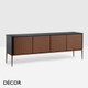 Midj - Lea Sideboard, Height 73cm - Ceramic Top and Doors in Wood or Covered in Fabric, Leather or Eco-Leather in Designer Colours - Décor for Designers