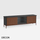 Midj - Lea Sideboard, Height 55cm - Ceramic Top and Doors in Wood or Covered in Fabric, Leather or Eco-Leather in Designer Colours - Décor for Designers