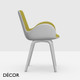 Midj - Dalia Dining Chair with Armrests and Bentwood Legs - In Designer Fabrics, Leather & Eco Leathers - Décor for Designers