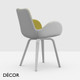 Midj - Dalia Dining Chair with Armrests and Bentwood Legs - In Designer Fabrics, Leather & Eco Leathers - Décor for Designers