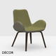Midj - Dalia Lounge Chair with Armrests and Bentwood Legs - In Designer Fabrics, Leather & Eco Leathers - Décor for Designers
