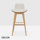 11 C Midj - Dalia Bar Stool with Tapered Wooden Legs, Bar Height - In Designer Fabrics & Eco Leathers - Décor for Designers