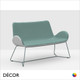 Midj - Dalia Two-Seater Sofa with Armrests and a Sled Base - In Designer Fabrics, Leather & Eco Leathers - Décor for Designers