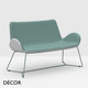 Midj - Dalia Two-Seater Sofa with Armrests and a Sled Base - In Designer Fabrics, Leather & Eco Leathers - Décor for Designers