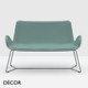 Midj - Dalia Two-Seater Sofa with Armrests and a Sled Base - In Designer Fabrics, Leather & Eco Leathers - Décor for Designers