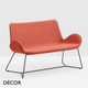Midj - Dalia Two-Seater Sofa with Armrests and a Sled Base - In Designer Fabrics, Leather & Eco Leathers - Décor for Designers