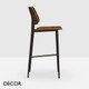 11 P Midj - Joe Bar Stool with Tapered Metal Legs and a Wood Veneer Seat & Backrest, Bar Height | In Designer Wood Stains & Finishes - Décor for Designers