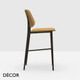 11 H Midj - Joe Bar Stool with Tapered Metal Legs, Counter Height - Hide or Tuscan Hide Seat and Backrest in Designer Colours - Décor for Designers