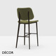 1 E Midj - Joe Bar Stool with Tapered Metal Legs, Counter Height - Designer Fabric, Leather & Eco Leather Seat and Backrest in Designer Colours - Décor for Designers