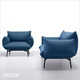 Midj - Area Lounge Chair with Armrests in Designer Fabrics & Eco Leathers - Décor for Business
