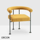Midj - Qua-ndo Chair with Armrests Featuring a Bolster-Back Backrest - In Designer Fabrics & Eco Leathers - Décor for Designers