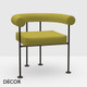Midj - Qua-ndo Chair with Armrests Featuring a Bolster-Back Backrest - In Designer Fabrics & Eco Leathers - Décor for Designers