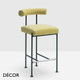 1 G Midj - Qua-ndo Bar Stool Featuring a Bolster-Back Backrest, Counter Height - In Designer Fabrics, Leathers & Eco Leathers - Décor for Designers