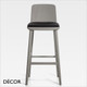 Décor Select - Tablet Bar Stool in Natural or Stained Ash with an Upholstered Seat - In Designer Fabrics and Wood Finishes
