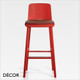 Décor Select - Tablet Bar Stool in Natural or Stained Ash with an Upholstered Seat - In Designer Fabrics and Wood Finishes