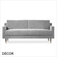 Décor Concept - Franco Two-Seater Sofa with Square Arms and Backrest and Brass Capped Feet - In Designer Fabrics & Eco Leathers - Décor for Business