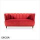 Décor Concept - Rocco Two-Seater Sofa with a Fluted Back and Brass Capped Feet - In Designer Fabrics & Eco Leathers - Décor for Business