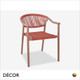 Décor Dinova - Battista Masala Red Stackable Dining Chair with Armrests and a Woven Rope Seat and Backrest, Indoor and Outdoor - Décor for Business