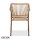Décor Dinova - Valentina Stackable Dining Chair with Armrests and a Woven Rope Seat and Backrest in Bronze or Cream, Indoor and Outdoor - Décor for Business