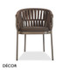 Décor Dinova - Serafina Luxury Stackable Dining Chair with Armrests and a Soft Woven Backrest and Cushion in Brown or Taupe, Indoor and Outdoor - Décor for Business