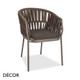 Décor Dinova - Serafina Luxury Stackable Dining Chair with Armrests and a Soft Woven Backrest and Cushion in Brown or Taupe, Indoor and Outdoor - Décor for Business
