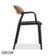 Décor Dinova - Amore Stackable Dining Chair with Armrests and a Woven Backrest on a Black, Green or Taupe Polypropylene Frame, Indoor and Outdoor - Décor for Business