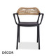 Décor Dinova - Amore Stackable Dining Chair with Armrests and a Woven Backrest on a Black, Green or Taupe Polypropylene Frame, Indoor and Outdoor - Décor for Business