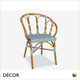 Décor Dinova - Bardot Bistro Style Stackable Dining Chair with Armrests Featuring a Two-Tone Woven Backrest and Seat in Blue and White or Green and White, Indoor and Outdoor - Décor for Business
