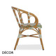 Décor Dinova - Bardot Bistro Style Stackable Dining Chair with Armrests Featuring a Two-Tone Woven Backrest and Seat in Blue and White or Green and White, Indoor and Outdoor - Décor for Business