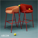 Décor Select - Koala Bar Stool with a Low Back and a Dramatically Curved Wrap-Around Backrest and a Tubular Metal Frame, Bar Height - In Designer Fabrics & Eco Leathers - Décor for Business
