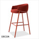 Décor Select - Koala Bar Stool with a Low Back and a Dramatically Curved Wrap-Around Backrest and a Tubular Metal Frame, Bar Height - In Designer Fabrics & Eco Leathers - Décor for Business