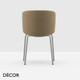 Midj - Sonny Tub Chair with High Armrests and Straight Metal Legs - In Designer Fabrics & Eco Leathers - Décor for Designers