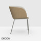 Midj - Sonny Tub Chair with High Armrests and Straight Metal Legs - In Designer Fabrics & Eco Leathers - Décor for Designers