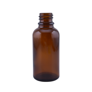 1 oz (30 ml) Amber Euro Round Glass Bottle with 18-DIN Neck Finish - (330 pcs/case)