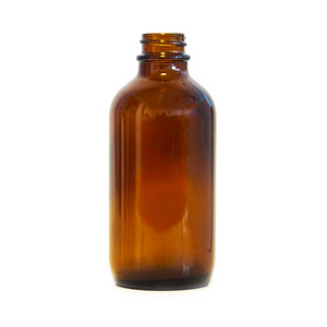 4 oz Amber Boston Round Glass Bottle with 24-400 Neck Finish - (128 pcs/case)