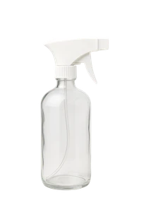 .8oz flint Boston round glass bottle with 28/400 white or black  trigger sprayer – 96 sets