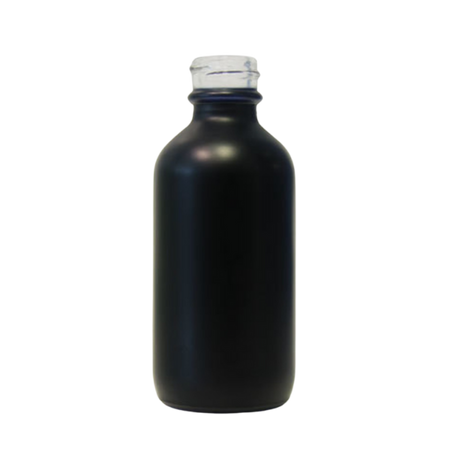 2 oz Flat Matte Black Boston Round Glass Bottle with 20-400 Neck Finish - (172 pcs/case)