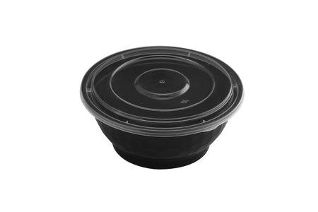 36oz Microwaveable Noodle Bowl with Lid, Black, 120 Sets (40/6)