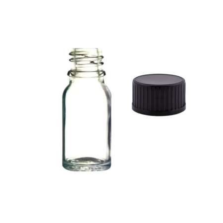 10 ml Flint Euro Glass Bottle With 18/400 Black PP Cone Cap