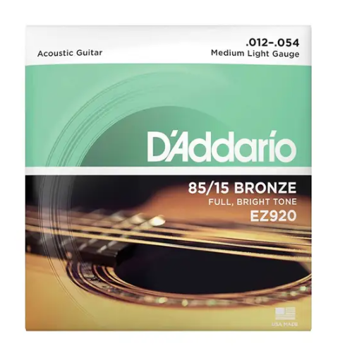 D'ADDARIO EZ920 12-54 MEDIUM LIGHT GAUGE 85/15 BRONZE ACOUSTIC GUITAR STRING