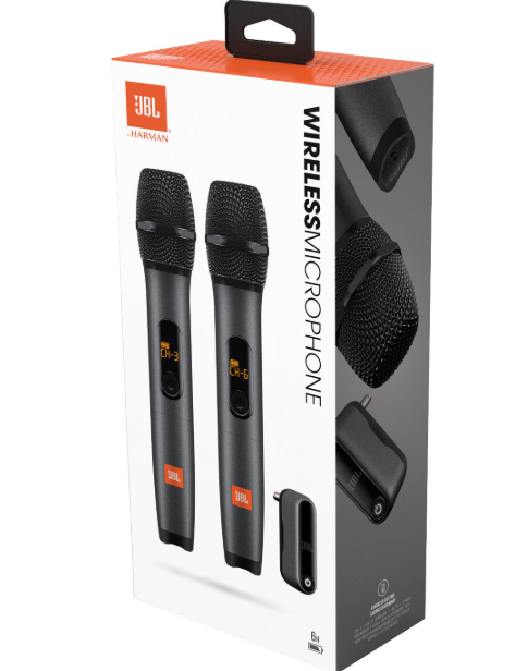 JBL Wireless Microphone System 2-pack - Black - Plug & Play with rechargeable UHF dual channel wireless receiver