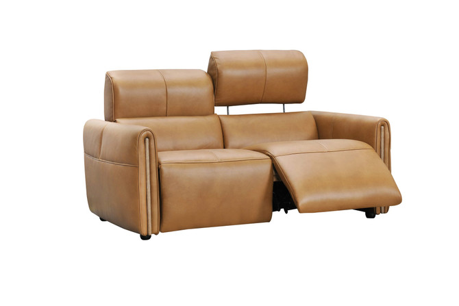 Neeson 2 Seat Leather Recliner Lounge Tan angle view