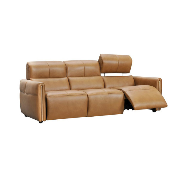 Neeson 3 Seat Leather Recliner Lounge Tan angle view